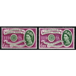 1960 Europa 6d.  Red-purple colour "Suffused" appearance. SG 621