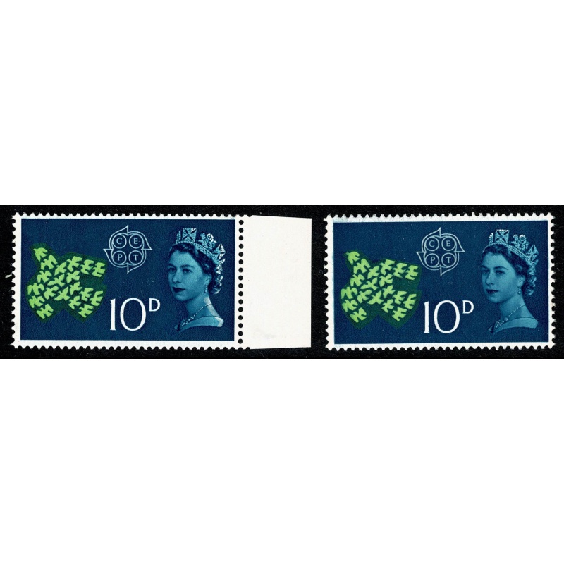 1961 CEPT 10d. SHIFT OF TURQUOISE. SG 628 var.