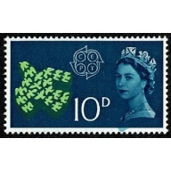 1971 CEPT 10d. DOWNWARD SHIFT OF TURQUOISE. SG 628 var
