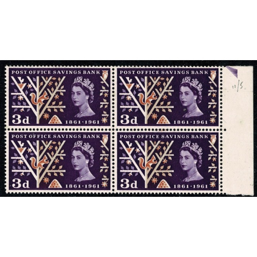 1961 POSB 3d Timson. Listed minor constant flaw "brown spot on Squirrel's neck" SG 624A var