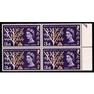 1961 POSB 3d Perf through right margin. Marginal block. SG 624Ab.