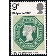 1970 Philympia 9d. Missing Phosphor. SG 836y.