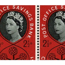 1961 POSB 2½d (Timson). Listed variety "forehead retouch". SG Spec. W16b