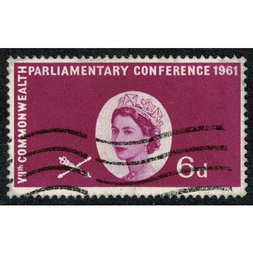 1961 Parliamentary Conference 6d MISSING GOLD. Rare used single. With Certificate. SG 629a