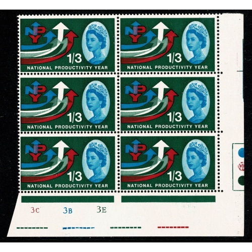 1962 N.P.Y 1/3 (ord ) Cyl. 3C 3B 3E no dot block of six