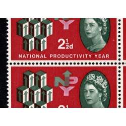 1962 NPY 2½d (ord). Cylinder 1D 1B no dot block of 8 with good constant variety.