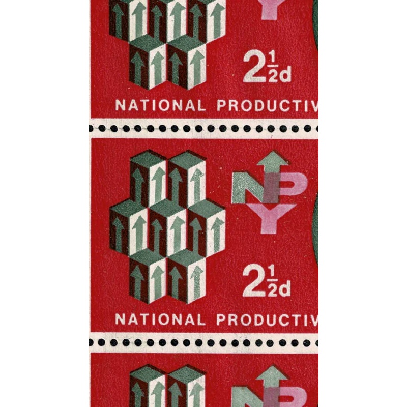 1962 NPY 2½d (phos). positional  block of 16 with three  listed varieties, arrow and emblem retouches.