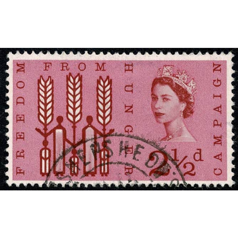 1963 FFH 2½d (ord). Listed variety "broken R in FREEDOM" SG Spec. W29b. Fine used single