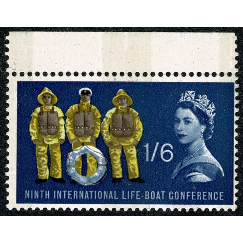 1963 Lifeboats 1/6 (phos). PHOSPHOR BANDS ON GUMMED SIDE.