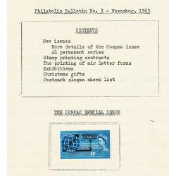 1963 COMPAC (ord). CANCELLED SG Spec. W40s on complete Philatelic Bulletin
