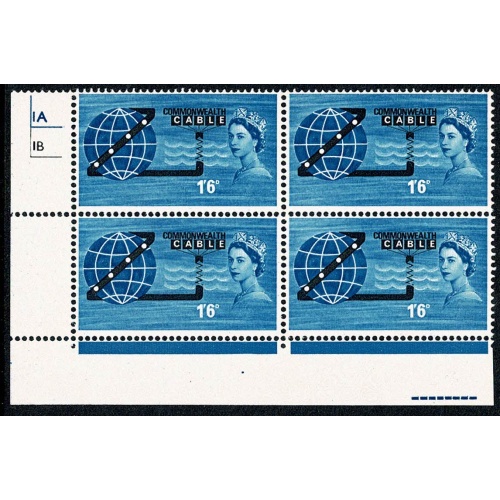 1963 COMPAC 1/6 (ord). Cyl. 1A 1B no dot. Block of four