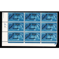 1965 COMPAC 1/6 (ord). Cylinder 1A 1B  no dot block of nine. SG 645