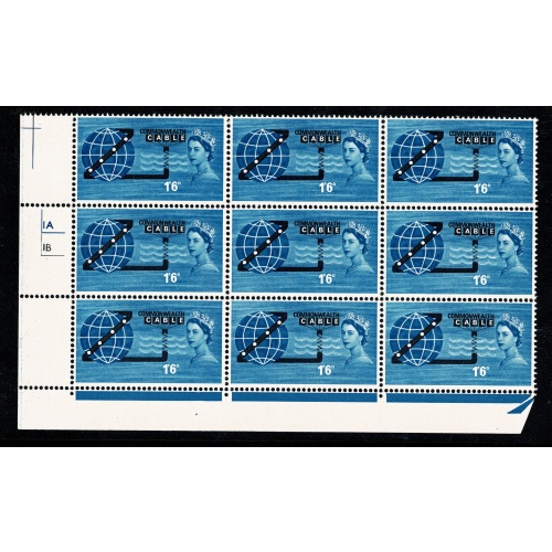 1963 COMPAC 1/6 (ord). Cylinder 1A 1B  no dot block of nine. SG 645