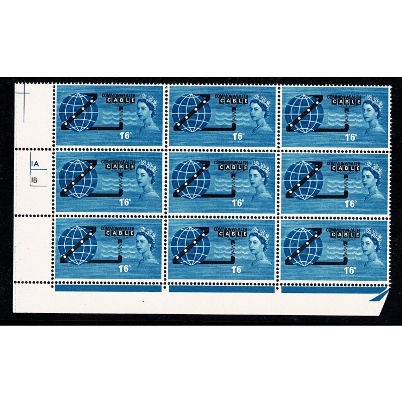 1965 COMPAC 1/6 (ord). Cylinder 1A 1B  no dot block of nine. SG 645