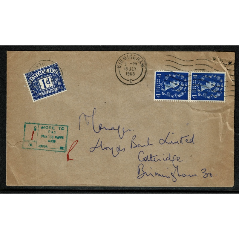 1963 "More To Pay Printed Paper Rate". 1d violet blue postage due