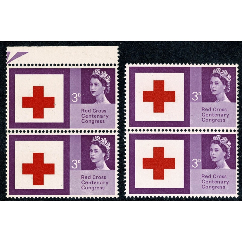 1963 Red Cross 3d (ord). SHIFT OF RED. SG 642 var