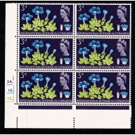 1964 Botanical Congress 3d (ord). Cylinder 3A 1B 1C dot block of six. SG 655