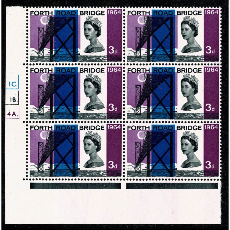 1964 FRB 3d (ord). Cylinder 1C 1B 4A dot. Block of six.