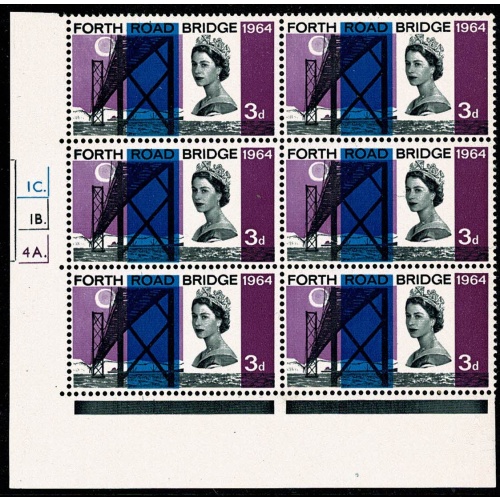 1964 FRB 3d (ord). Cylinder 1C 1B 4A dot. Block of six.
