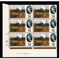 1964 Geographical Congress 1/6 (ord). Cylinder 1D 1C 1B 1A  no dot block of six. SG 654.