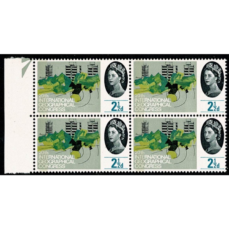 1964 Geog. Congress 2½d (ord). Listed constant variety "lawn repair" SG Spec. W46c