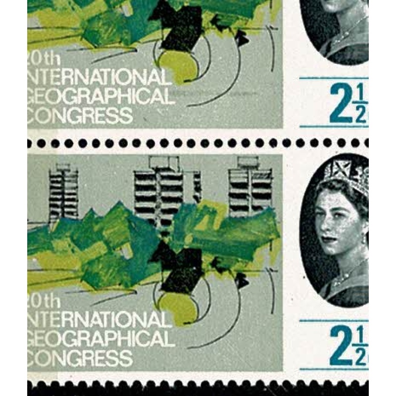 1964 Geog. Congress 2½d (ord). Listed constant variety "lawn repair" SG Spec. W46c