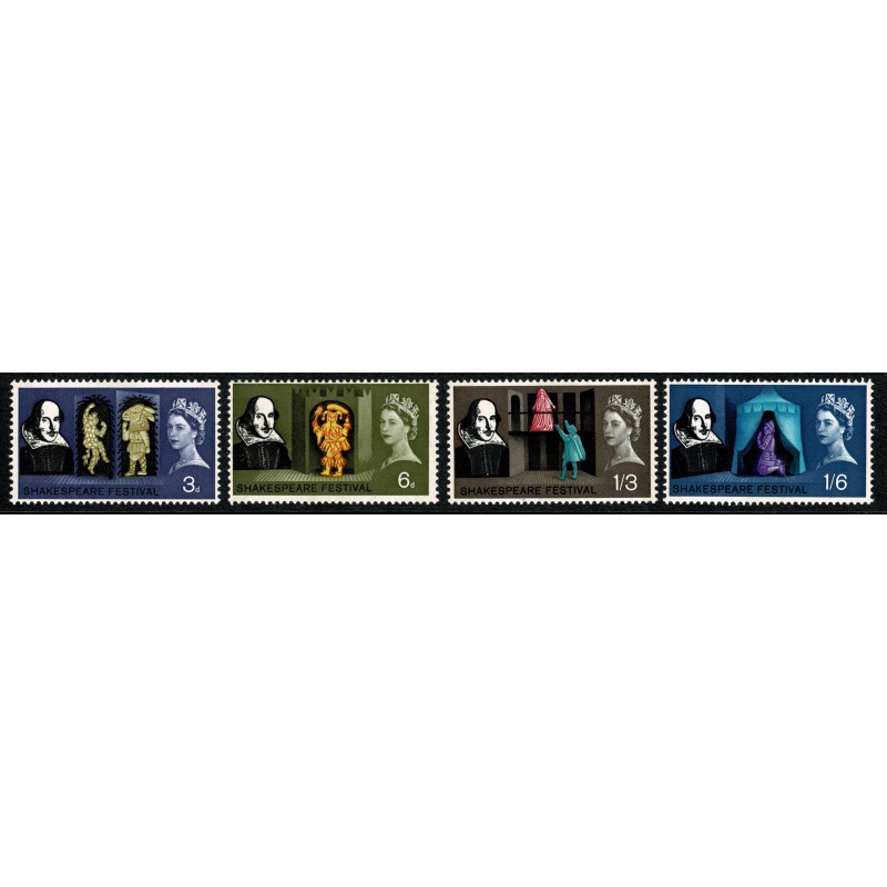 1964 Shakespeare (phos). SG 646p-649p. Unmounted Mint Set
