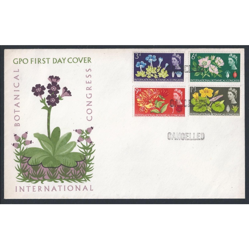 1964 Botanical Congress "CANCELLED" Handstamp. Complete set on Official Post Office Cover