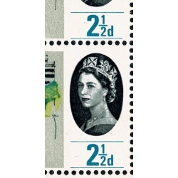 1964 Geog. Congress 2½d (ord). Listed constant variety "short line under 2½" two examples SG 651a