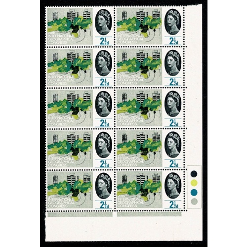 1964 Geographical Congress 2½d (ord). Listed variety "line repaired" SG Spec. W46b