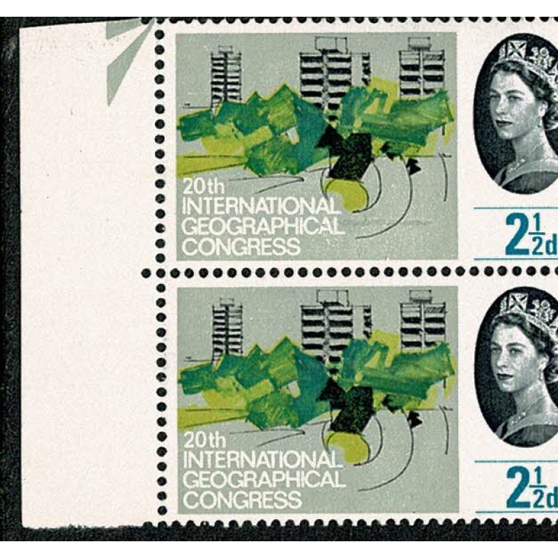 1964 Geog. Congress 2½d (ord). Listed constant variety "lawn repairs" SG Spec. W46c