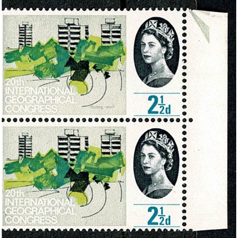 1964 Geog. Congress 2½d (ord). Listed constant variety "lawn repairs" SG Spec. W46c
