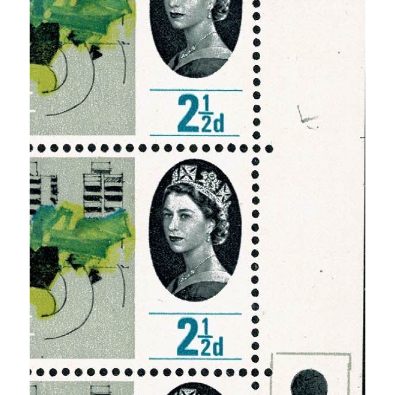 1964 Geographical Congress 2½d (phos). Listed variety "short line under 2½d". SG 651pa