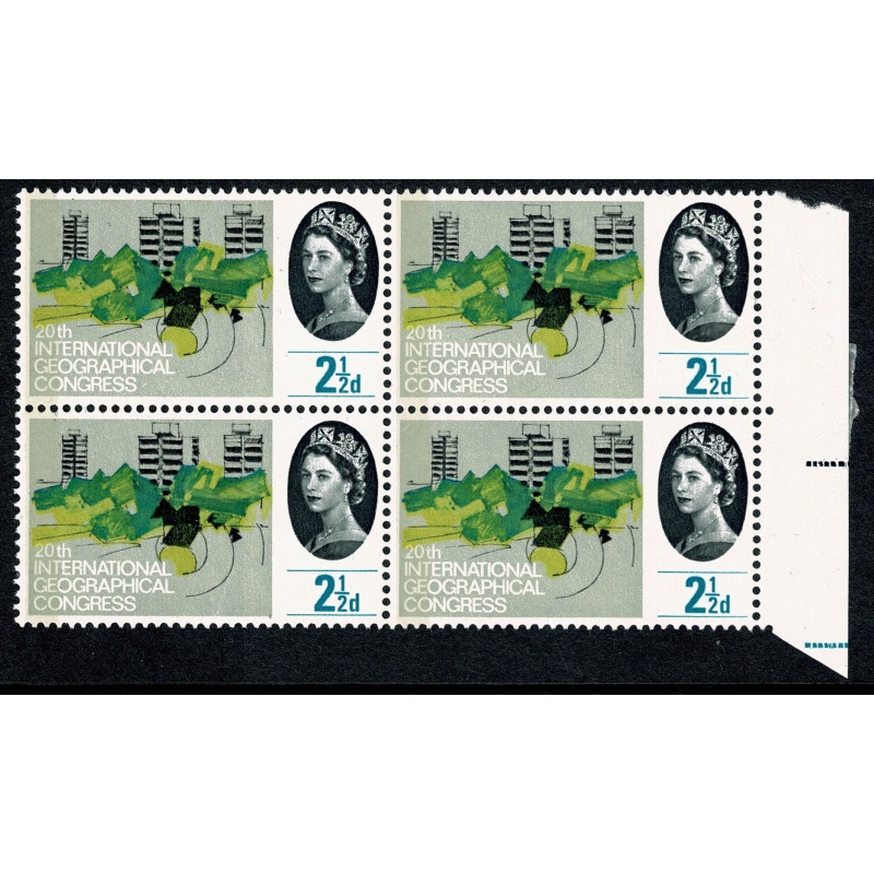 1964 Geog. Congress 2½d (phos). Listed constant variety "short line under 2½" SG 651pa