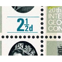 1964 Geog. Congress 2½d (phos). Listed constant variety short line under 2½ SG 651pa