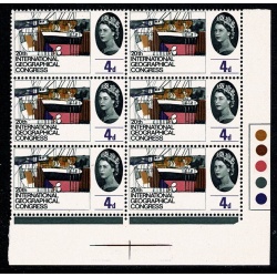 1964 Geog. Congress 4d (ord). Listed minor constant variety "corner break in frame to left of value". SG 652 var.