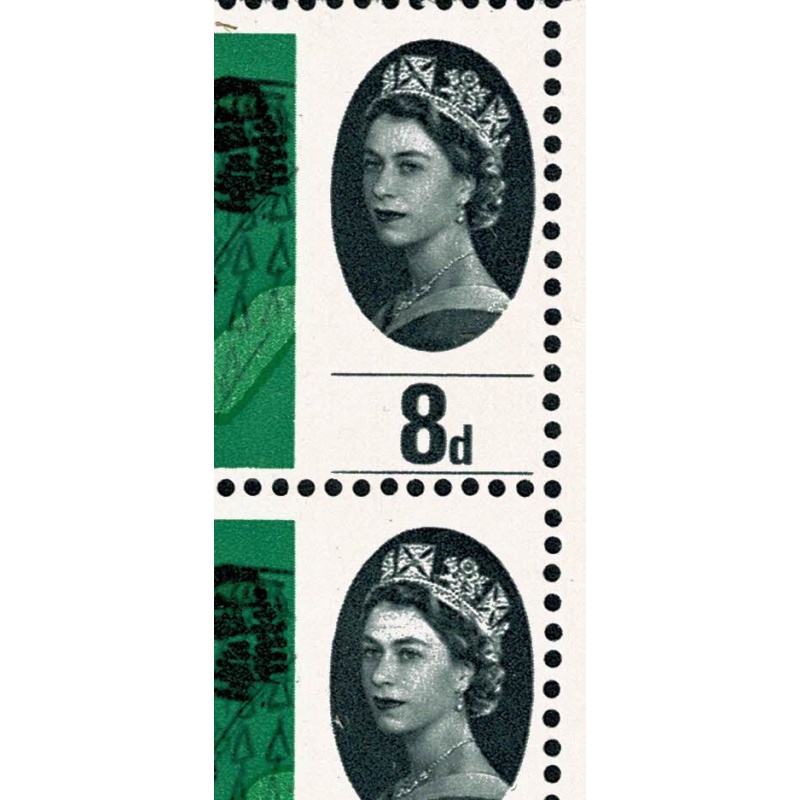 1964 Geographical Congress 8d (ord). Listed varieties "Queen&#039;s collar retouched and forehead retouch" SG 653 var