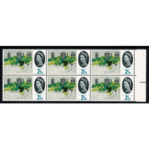 1964 Geog. Congress 2½d (ord). Listed constant variety "short line under 2½" SG 651a