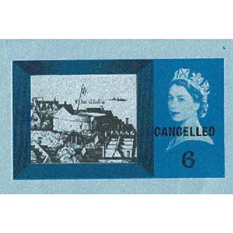 1964 Shakespeare "Scenes" Airletter. CANCELLED overprint
