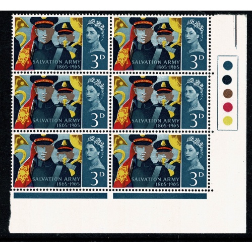 1965 Salvation Army 3d (ord).  Traffic light block of six. SG 665