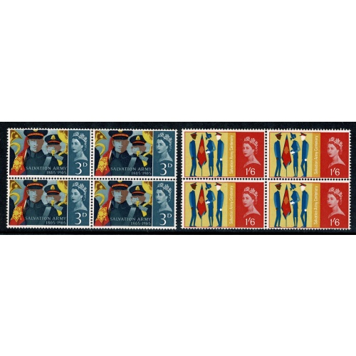 1965 Salvation Army (ord). Set of 2 values. UM blocks of four. SG 665-666