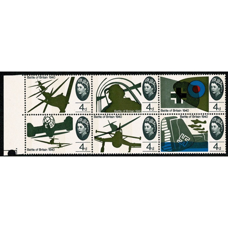 1965 Battle of Britain 4d (phos). NARROW PHOS BANDS LEFT. SG Spec WP67b & 70b