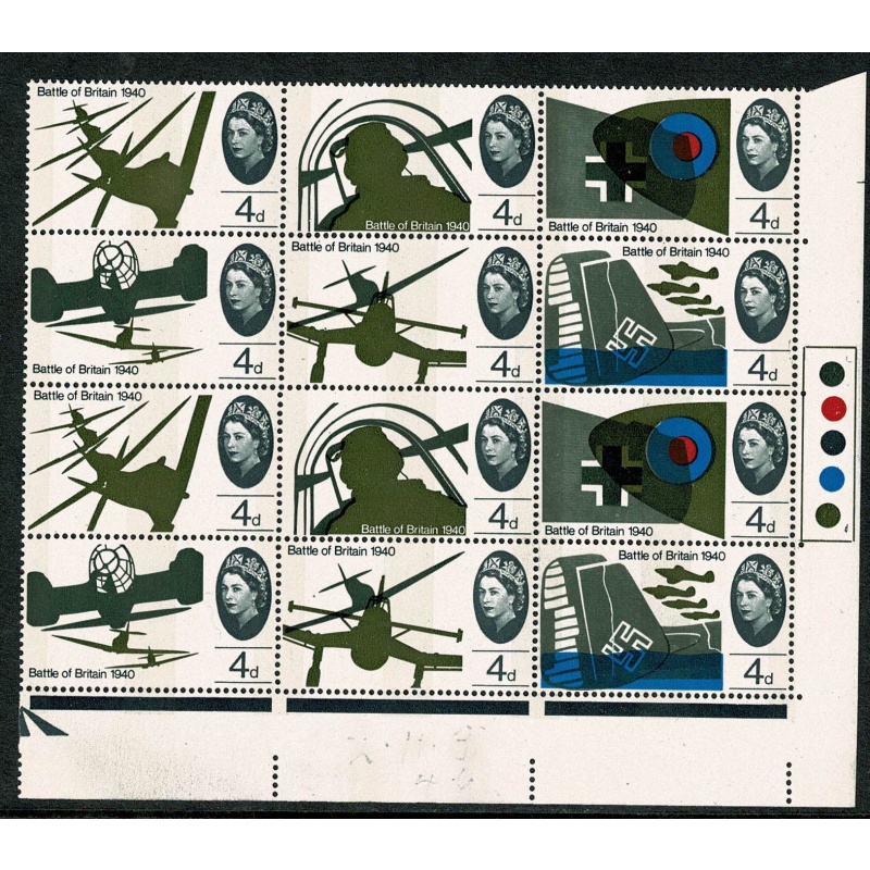 1965 Battle of Britain 4d (phos). NARROW PHOS BANDS RIGHT. SG Spec WP69b & 72b