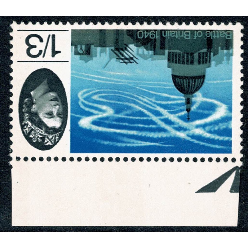 1965 Battle of Britain 1/3 (phos). WATERMARK INVERTED. Upper marginal single. SG 678pWi