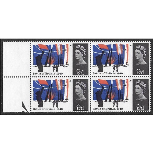 1965 Battle of Britain 9d (phos). TWO DIAGONAL BROAD BANDS ERROR.