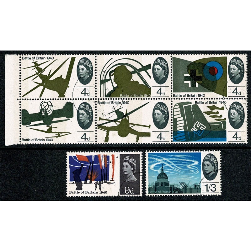 1965 Battle of Britain. Set of 8 values Fine Used. SG 671p-678p