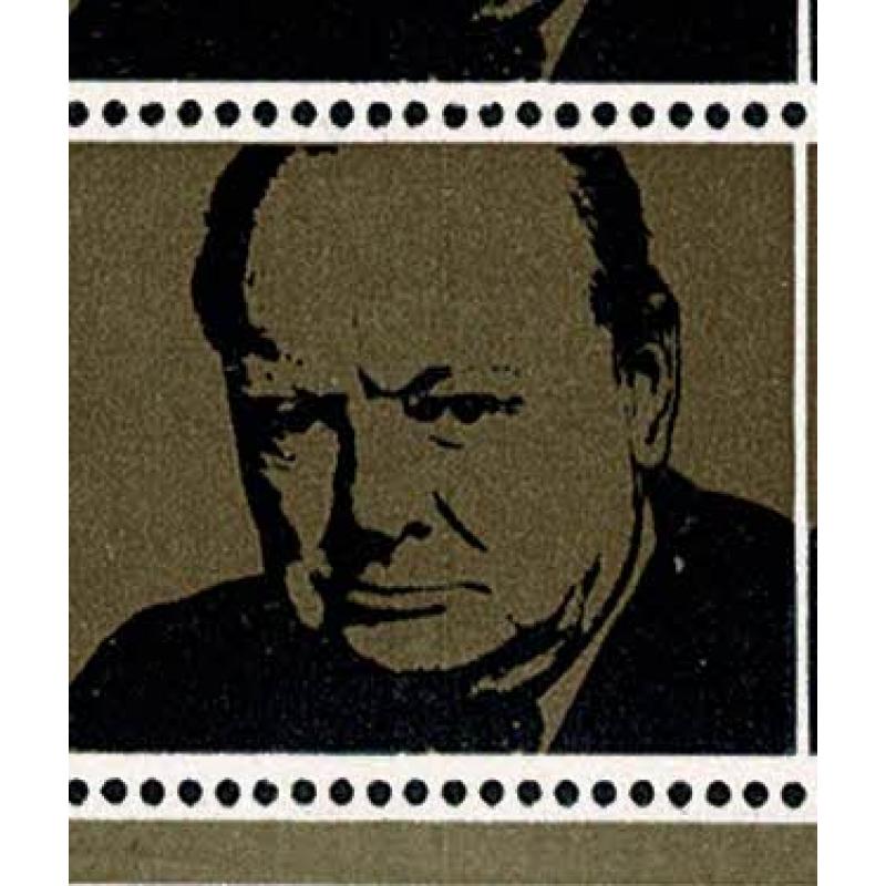 1965 Churchill 4d (Rembrandt). Cylinder 1A 1B dot  block with listed variety vertical scratch SG Spec. W56b