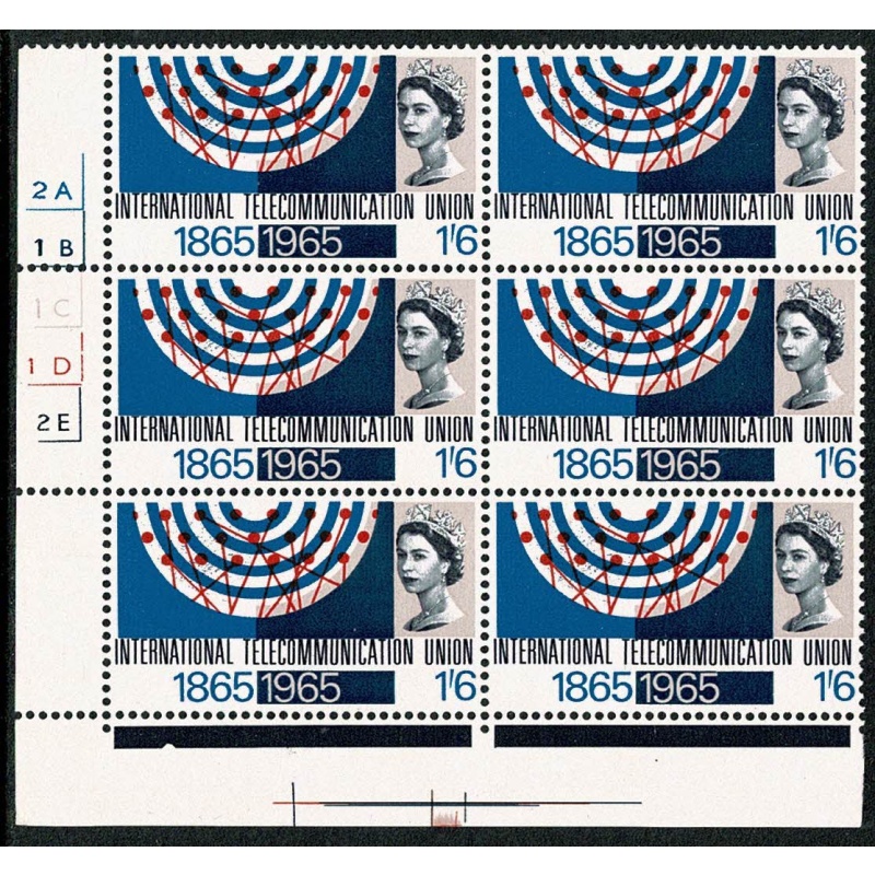 1965 ITU 1/6 (ord). Cyl. 2A 1B  1C 1D 2E no dot.