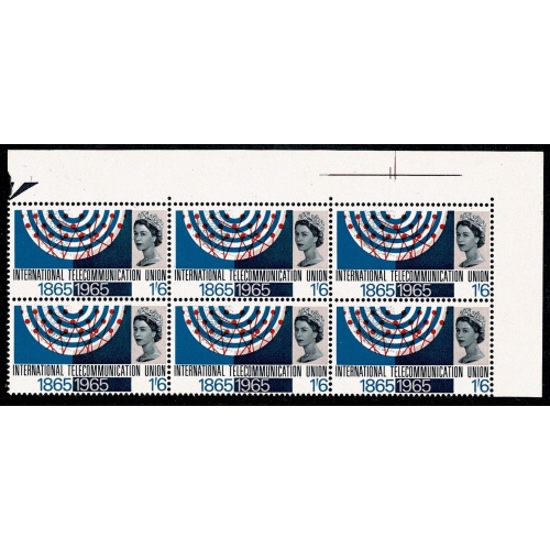 1965 ITU 1/6 (ord). Constant variety "retouched arm" SG Spec. W80d