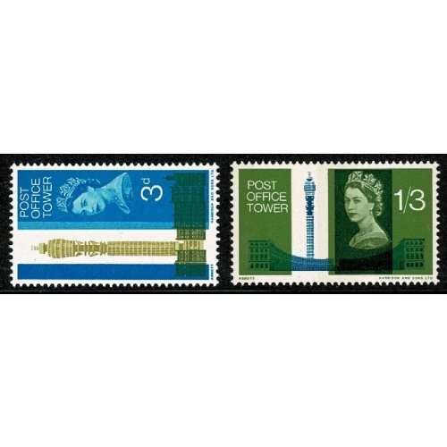 1965 Post Office Tower (phos). UM Set of 2 values SG 679p-680p